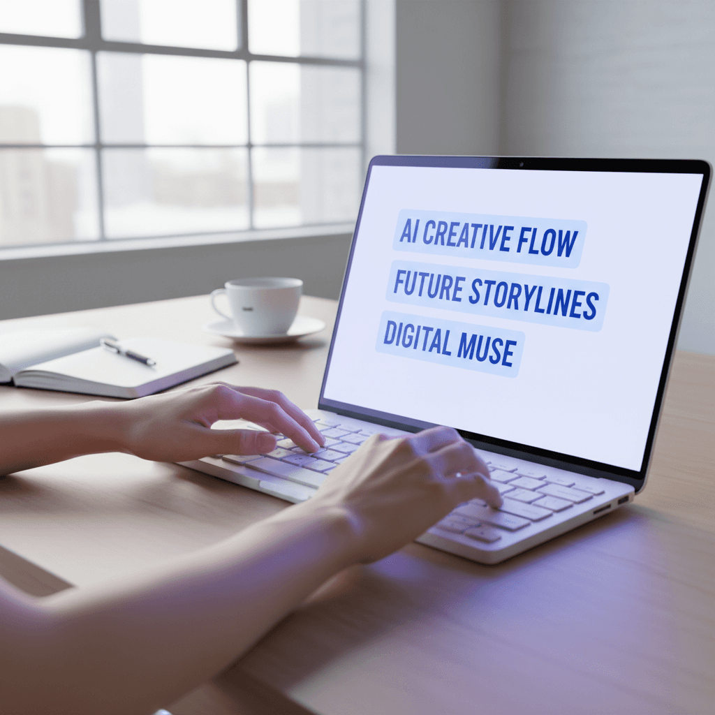 Creator using TitleAI on laptop