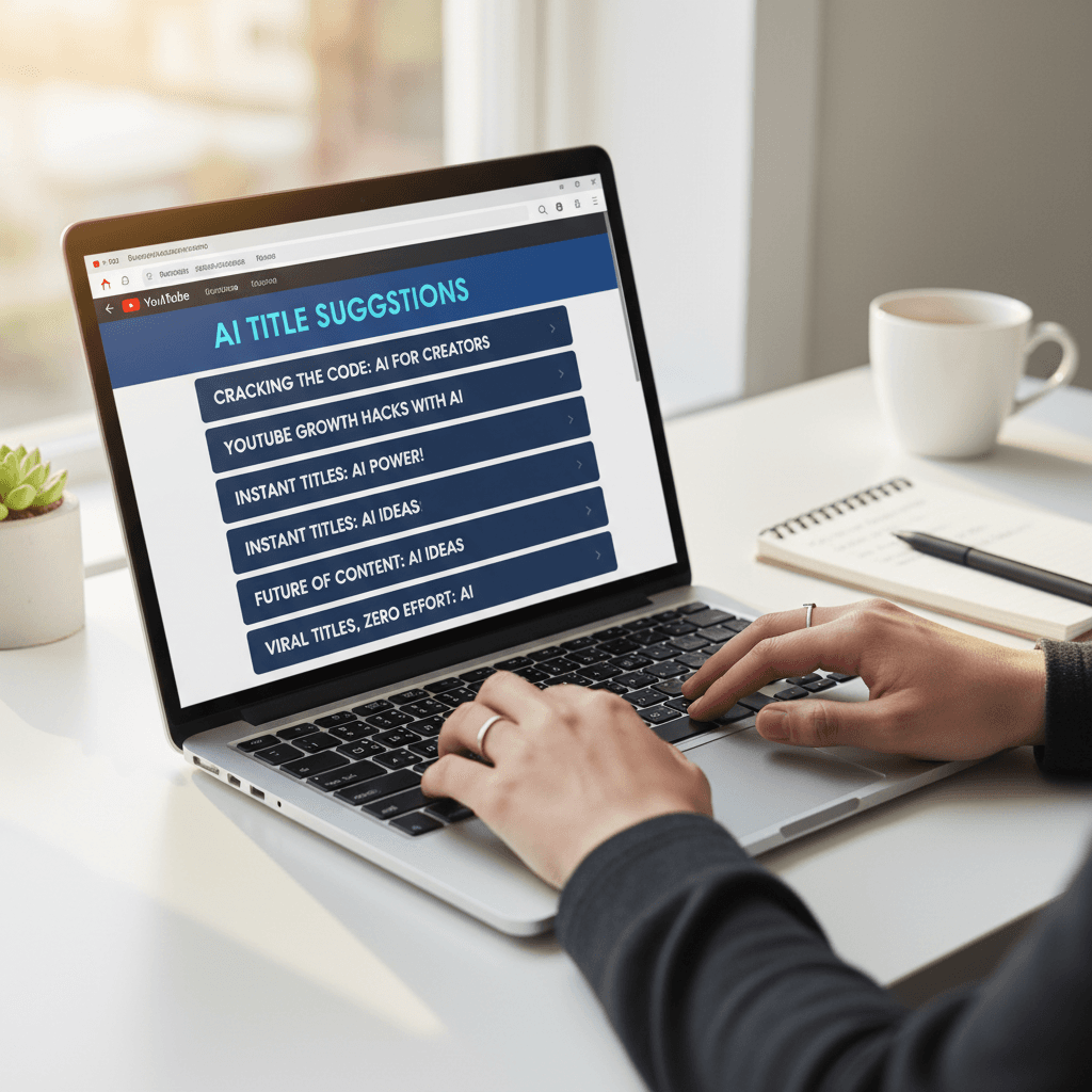 AI-generated title suggestions displayed on laptop screen
