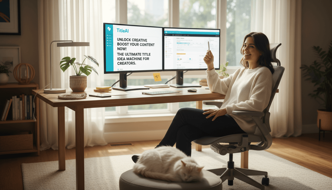 Content creator using TitleAI to optimize YouTube video titles at their workspace