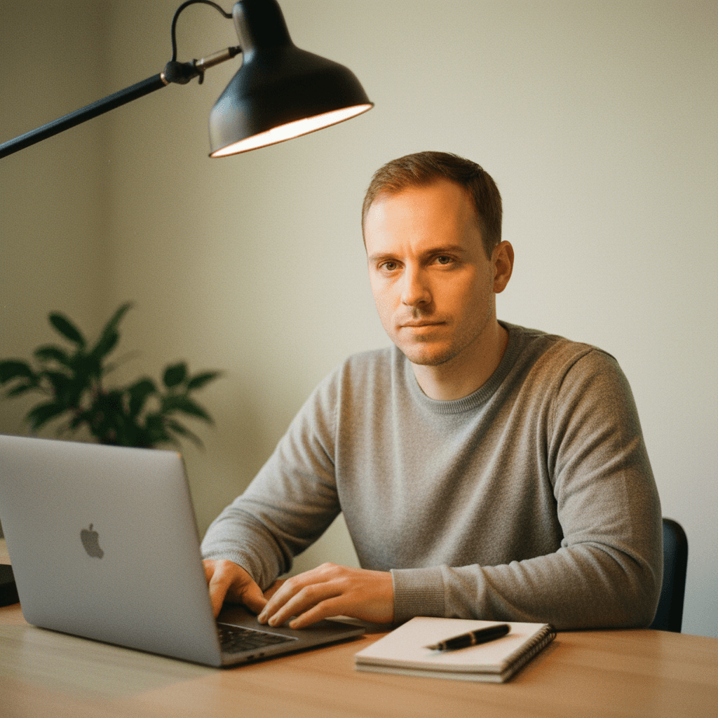 joshua kain, TitleAI founder at desk